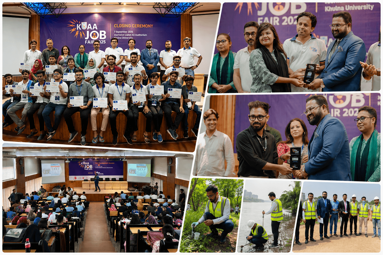 SRCL team members presenting, mentoring, and engaging with communities across field visits, training sessions, and public events.
