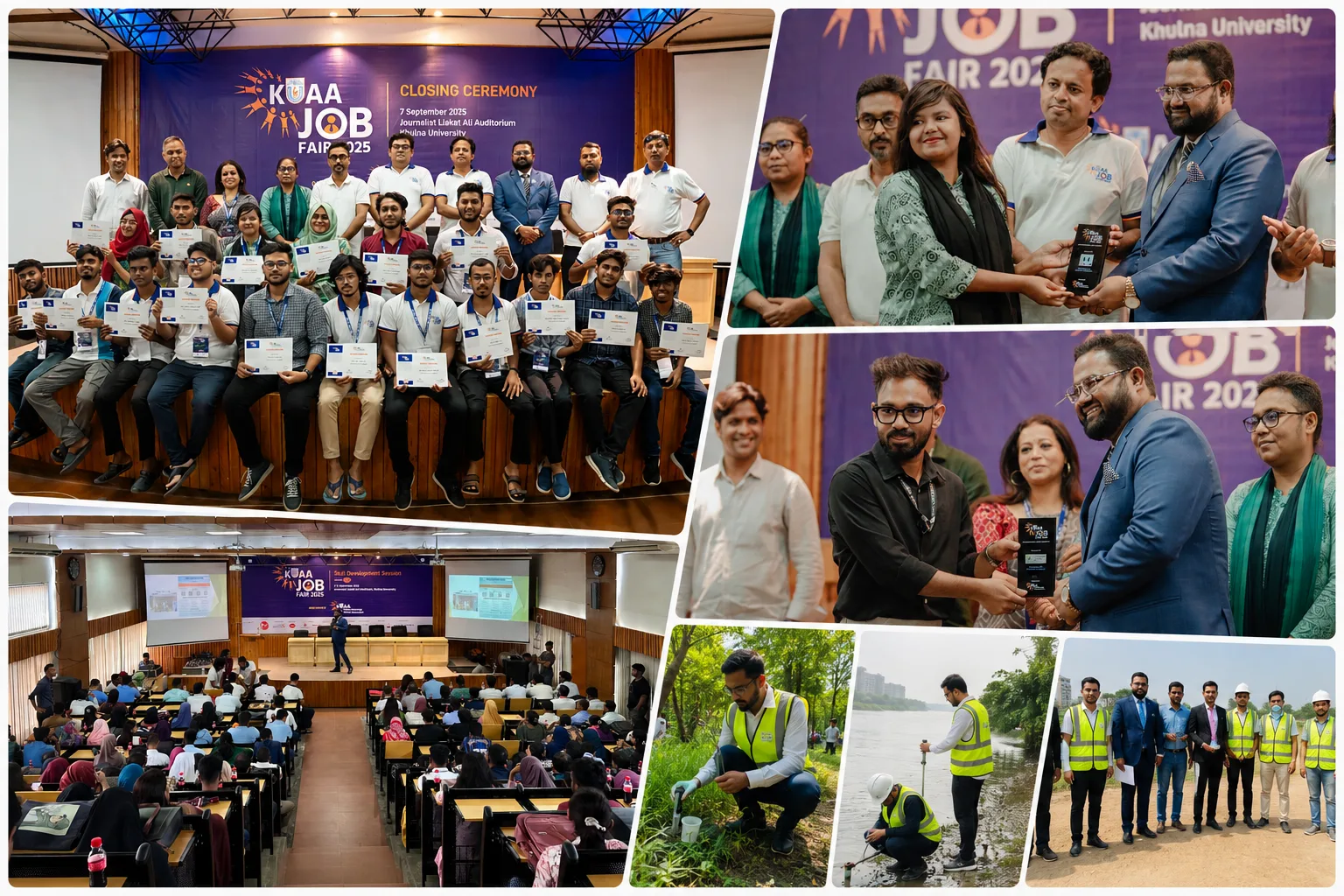 SRCL team members presenting, mentoring, and engaging with communities across field visits, training sessions, and public events.