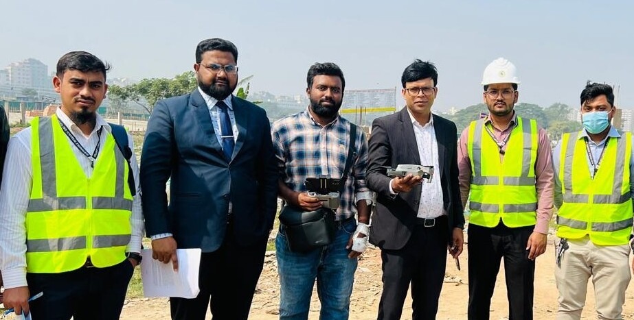 Aerial drone survey of a project corridor by SRCL's team.